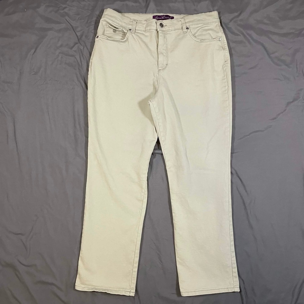 Lot of 3 Gloria Vanderbilt Amanda Jeans Size 16 Khaki Tan, Light Sage, Floral - Picture 7 of 10